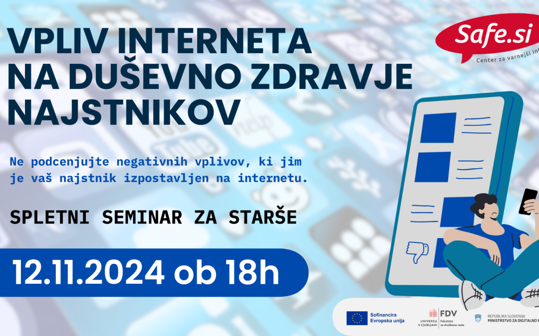 Vabilo na spletni seminar: Vpliv interneta na duševno zdravje najstnikov